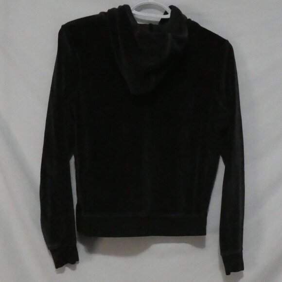 Y2K - GAP - Stretch | medium | Black Zip-Up Velour Hooded Jacket | Pockets - Picture 3 of 16